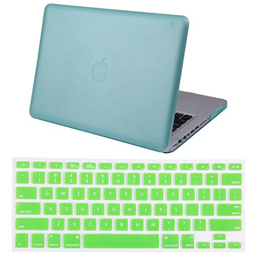 HDE MacBook Pro 13" Non-Retina Case Hard Shell Cover Rubberized Soft-Touch Plastic + Keyboard Skin - Fits Model A1278 (Seafoam Green)