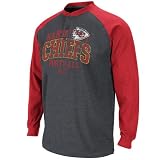 NFL Men's Kansas City Chiefs BSD Long Sleeve Henley Tee (Charcoal Heather/Red, X-Large)