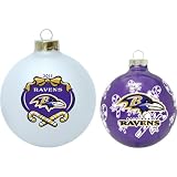 Topperscot Baltimore Ravens Round Glass Ornament - 2 Pack