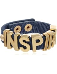 BCBGeneration Dark Blue Canvas and Gold Inspire Affirmation Bracelet