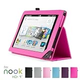 GMYLE(TM) Hot Pink PU Leather Slim Folio Magnetic Flip Stand Case Cover with Wake Up Sleep Function for Barnes & Noble Nook HD+ Plus 9 ” inches Tablet