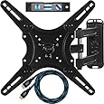 Cheetah Mounts ALAMLB Articulating TV and Monitor Wall Mount for 23-49" (some up to 55") LCD LED Plasma Flat Screens up to VESA 400x400 Bundle with 10' Twisted Veins HDMI Cable & Bubble Level