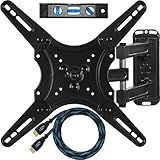 Cheetah Mounts ALAMLB Articulating TV and Monitor Wall Mount for 23-49" (some up to 55") LCD LED Plasma Flat Screens up to VESA 400x400 Bundle with 10' Twisted Veins HDMI Cable & Bubble Level