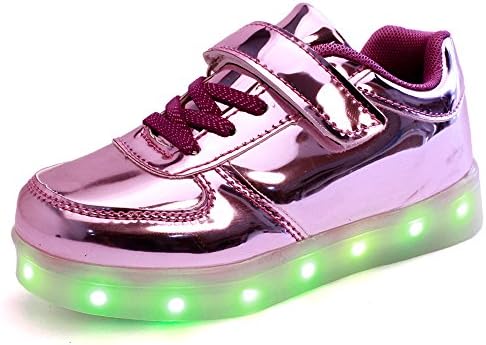 GraceLady Kid Girl Boy USB Charging LED Shoes Flashing Sneakers,Purple, 11 B(M) US