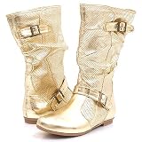 Bamboo Newark11 Mid-Calf Boots 6 Gold