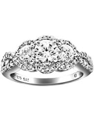 Sterling Silver Cubic Zirconia 3-Stone Infinity Ring