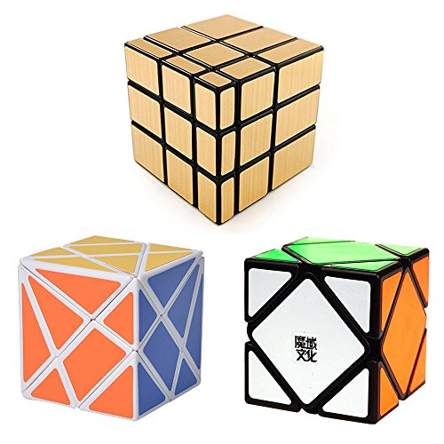 Popular Magic Cube Set - Included Fluctuation Angle Puzzle Cube - MoYu Skewb Speed Magic Cube Puzzle Black - 3x3 Mirror Magic Cube Golden Color