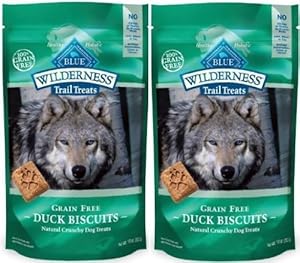 Blue Buffalo Wilderness Trail Treats Grain Free Duck Dog Biscuits, 10-ounce (2 Pack)