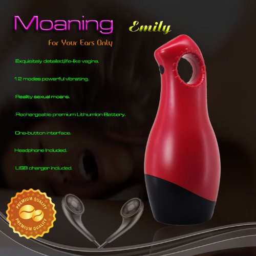 RedSonics(TM) 12 modes Power Stroker Vibrating Male Masturbator, Rechargeable Reality Interactive s-e-xual moans, luxury s-e-x machine for men
