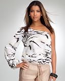 Discounts One Shoulder Bubble Hem Print Top - PETITES