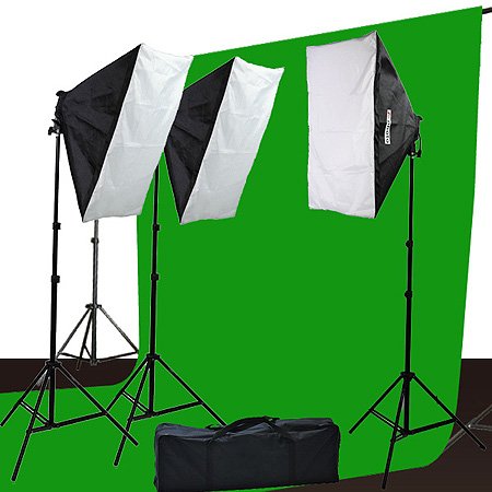 Fancierstudio Chromakey Green Screen Kit 2400 WattSoftbox Video Lighting Kit Photo Studio Kit 10x20G Fancierstudio 9004S3 10x20G