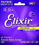 Elixir Strings Acoustic Guitar Strings, 6 String, Custom Light POLYWEB Coating