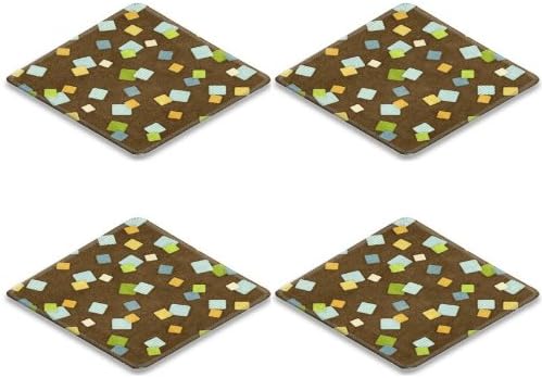 Sacking Patches Variety Colorful Squares Square Coaster (4 Piece) Set Fabric Rubber 5 Inch Size Luxlady Coaster Cup Mug Can Water Bottle Drink Coasters Stain Resistance Collector Kit Kitchen Table Top Desk