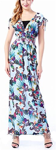 Allonly Women's Sleeveless Floral Print Plus Size Party Maxi Bohemia Gown Dress