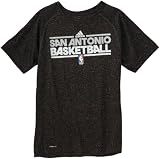 NBA Youth San Antonio Spurs Short Sleeve Heathered Spdwk Perf. Tee - R28D5Msp (Black Heather, Large)