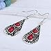 YAZILIND Vintage Red Round Teardrop Embossed Dangle Drop Hook Earrings for Women