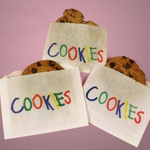 50 Ct Printed Cookie Wax Glassine Paper Bag Bags Cookies Baked Goods 4.5" X 3.5" Sleeves by Fischer Paper Products