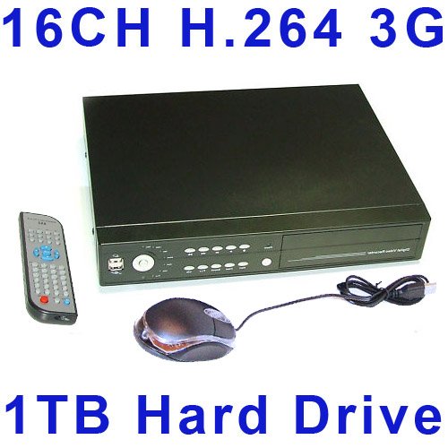 16 Ch Channel Standalone H.264 Security DVR Surveillance with 1TB 1000 gb HDD Hard Drive, Real Time 480fps Digital Video Recorder Mobile Phone PTZ Audio Support Mouse Remote Included Network Ready Cctv