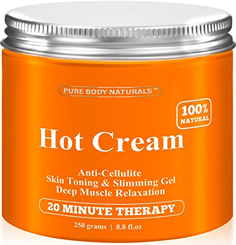 Cellulite Cream & Muscle Relaxation Cream Huge 8.8oz, 100% Natural 87% Organic - Cellulite Cream Treatment Hot Gel, Firms Skin - Muscle Rub Cream, Muscle Massager 1 Pack