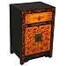 EXP Handmade 23" Vintage Style Black, Red & Gold Storage Cabinet / End Table With Floral Motif