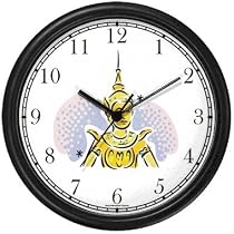 Buddhist - Thai Sawasdee Angel - Peace Deva Wall Clock by WatchBuddy Timepieces (Black Frame)
