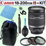 Canon EF-S 18-200mm f/3.5-5.6 IS Standard Zoom Lens + Deluxe Accessory Kit