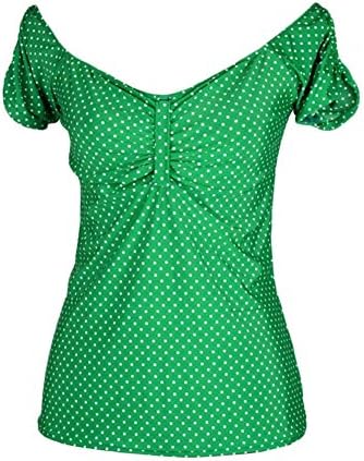 Women's Pinky Pinups Green Polka Dot Off Shoulder Top L