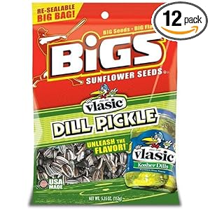 BIGS Vlasic Dill Pickle Sunflower Seeds, 5.35-Ounce Bags (Pack of 12) by BIGS