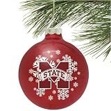 Mississippi State Bulldogs Maroon Snowflake Glass Ornament