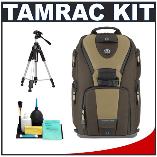 Tamrac 5788 Evolution 8 Photo Digital SLR Camera Sling Backpack (Brown/Tan) + Tripod + Accessory Kit for Canon Rebel T3, T3i, T1i, T2i, EOS 60D, 5D, 7D, Nikon D3000, D3100, D5000, D5100, D7000, D300s, Olympus Evolt E-5, E-30, E-620 & Sony Alpha A560, A580, A33, A35, A55
