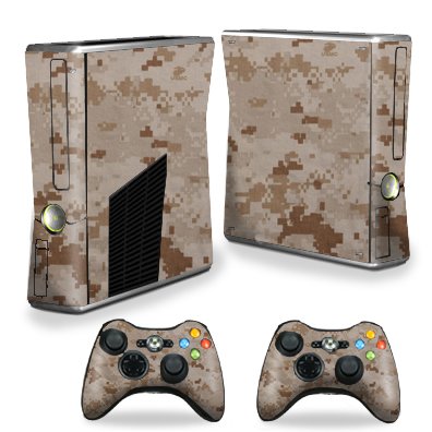 Protective Vinyl Skin Decal Cover for Microsoft Xbox 360 S Slim + 2 Controller Skins Sticker Skins Desert Camo