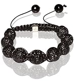 Tibetan Shamballa Unisex Bracelet In All Black (Item Includes Gift Box)