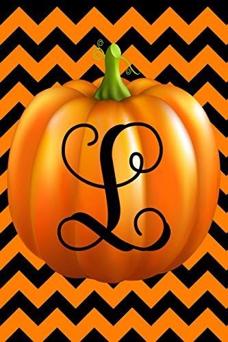 Pumpkin Chevron Monogram L Double Sided 12 X 18 Inch Garden Flag Custom D¡§?cor