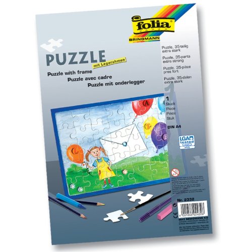 BRINGMANN MAX KG Folia 2332 - Puzzle mit Legerahmen, 35-teilig, DIN A4, extra stark, blanko wei&szlig;