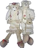Country Victorian 18 Inches Dressed Teddy Bear Plush Doll Stuffed Animal Toy, Boy and Girl, 2 Pcs Set
