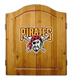 MLB Pittsburgh Pirates Solid Pine Cabinet And Bristle Dartboard Set