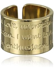 Mercedes Salazar Embossed with Magical Words Gold-Plated Bronze Adjustable Ring
