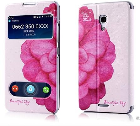 Huawei Ascend Mate 2 Case Luxury Rainbow the Giraffe Mustache Cartoon Cute Blue Whale Painted Painting Flip Leather Case for Huawei Ascend Mate 2 Mobile Phone Skin Shell (Beautiful Day)