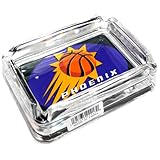 Picture Phoenix Suns Glass Ashtray - Dimensions 3 Inch x 4 Inch - Simulated Black Velvet Botton