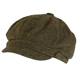 New Wool Herringbone Newsboy Gatsby Driver Cap Hat * Brown * Small / Medium