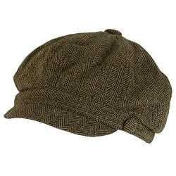 New Wool Herringbone Newsboy Gatsby Driver Cap Hat * Brown * Small / Medium