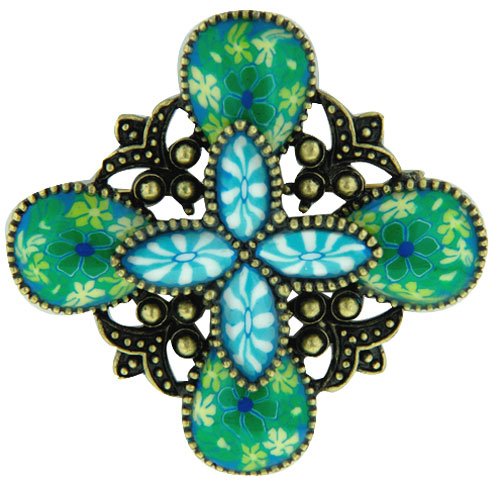 Green Enamel Flower Pin Brooch