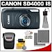 Canon PowerShot SD4000 IS Digital Elph Camera (Black) + Batteries + Case + Accessory Kit