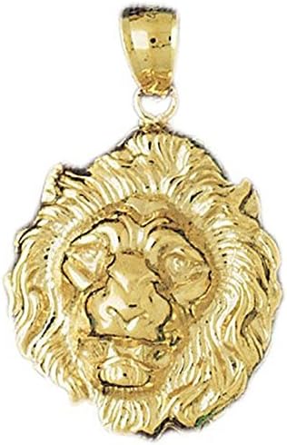 Dazzlers Solid 14 Karats Gold Lion Head Charm Pendant Available in Three Colors From Jewelsberry