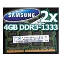 Samsung 8GB Dual Channel Kit 2 x 4 GB 204 pin DDR3-1333 SO-DIMM (1333Mhz, PC3-10600S, CL9)