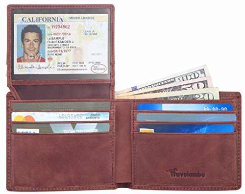 Travelambo Genuine Leather RFID Blocking Wallets Mens Wallet Bifold (vintage brown)