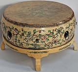 BK0085Y-Asian-Inspired Drum Coffee Table with Stand, Contemporary, China, Elm (Yumu), Asian Furnitur