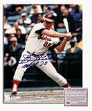 Boog Powell Autographed Home Jersey Swinging 8 x 10 Photograph with MVP 70 Inscription (Unfra