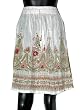 Kids Fancy Boho Gypsy Crinkle Mini Skirts White Sequin Floral Motifs 21"