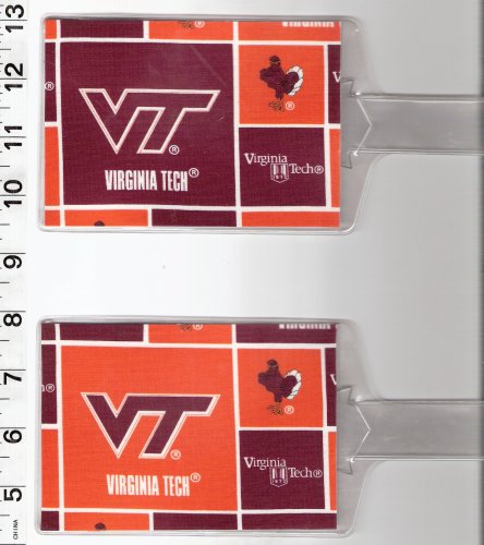 Set of 2 Luggage Tags Made with Virginia Tech Hokies Fabric